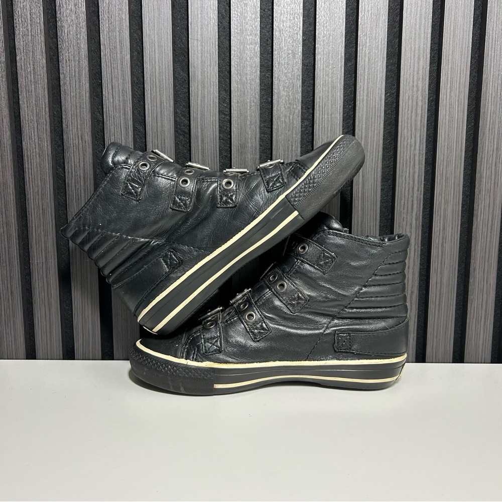Ash black leather buckle zipper high top - Picture 5 of 8